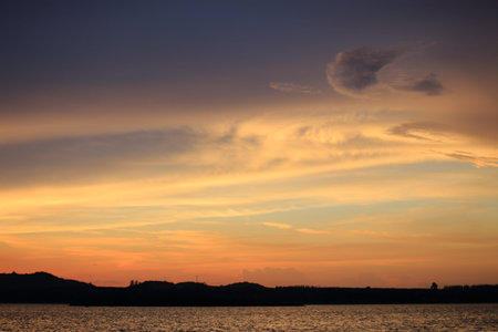 river and sunsetの写真素材