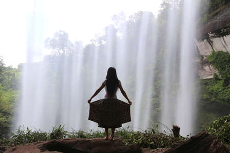 A woman on the mountainの写真素材