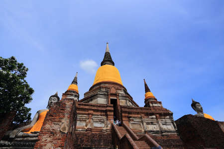 buddha statues at Wat Yai Chai Mongkhonの写真素材