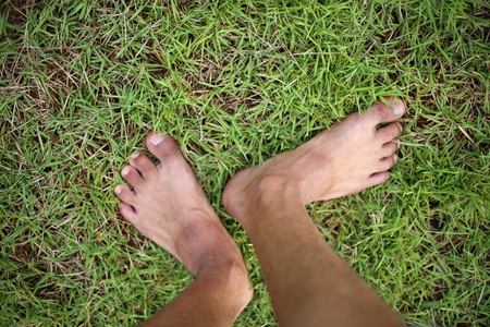 Feet on grassの写真素材