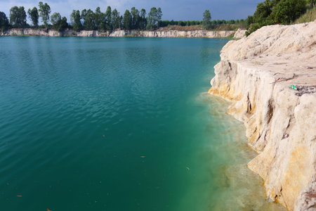 Blue water and stone