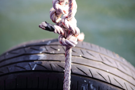 rubber beside boats intended for cushioning the port