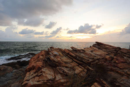 Sea and mountain in Rayong at Thailandの写真素材