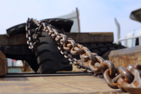 chains on trucksの写真素材