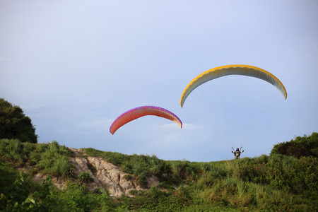 parachute in to the skyの写真素材