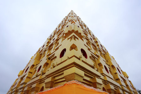 Chedi Phutthakhaya at Sangkhlaburi, Kanchanaburi, Thailandの写真素材