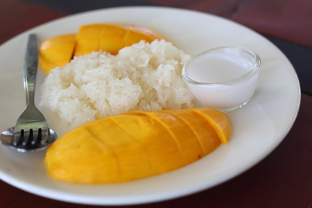 mango and sticky rice ,Thai dessertの写真素材