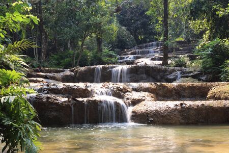 Mae Kae 2 waterfall or Kaofu waterfall in Lampang, Thailandの写真素材