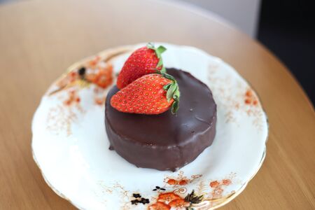 Cheese Tart Chocolate and Strawberryの写真素材