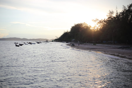 Evening view at Phla beach, Rayong, Thailand