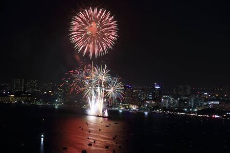 Pattaya International Fireworks Festival, Thailandの写真素材
