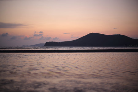 Beautiful sunset at the beach. Koh Samui, Thailand.の写真素材