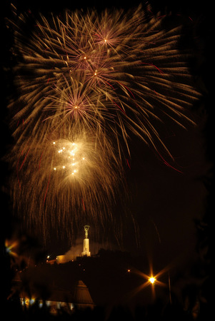 Fireworks in Budapestの写真素材