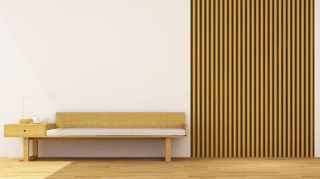 living room wooden decoration - 3d renderingの写真素材