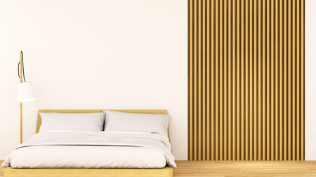 bedroom wood decoration clean design - 3D Renderingの写真素材