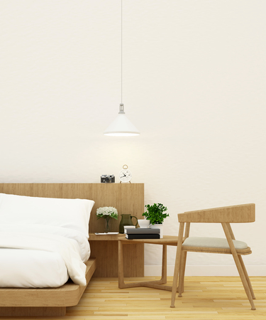 bedroom and living area in wooden design - 3d renderingの写真素材