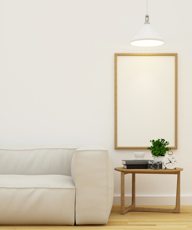 Living room and frame for artwork clean design-3D Renderingの写真素材