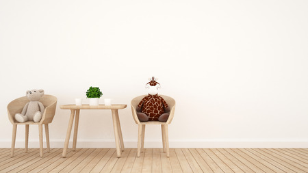 bear doll and giraffe doll on dining room or kid room - 3D Renderingの写真素材