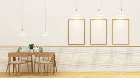 Dining room and frame for artwork - 3D Renderingの写真素材