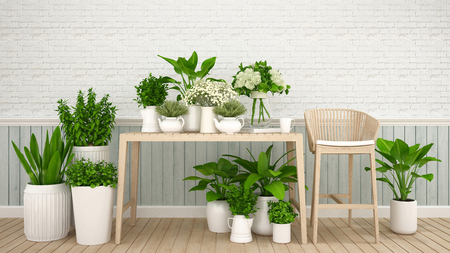 garden in cafe or flower shop - 3d Illustrationの写真素材