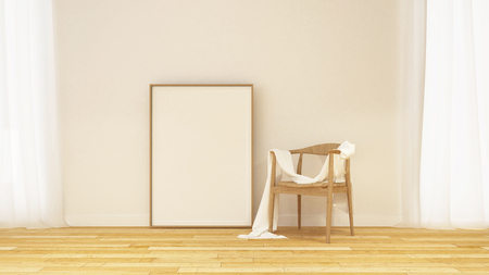 Chair and frame for artwork in gallery - 3D Renderingの写真素材