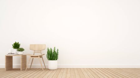 dining area and library area in living room or cafe - 3D Renderingの写真素材