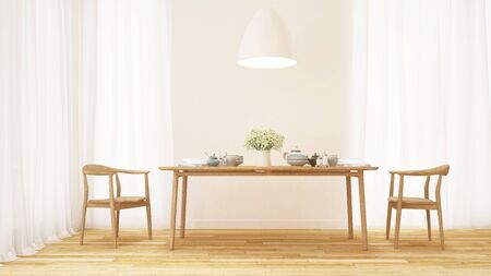 Dining room and kitchen set in clean room  - 3D Renderingの写真素材