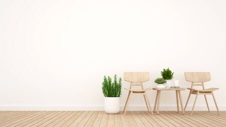 dining area and library area in living room or coffee shop - 3D Renderingの写真素材