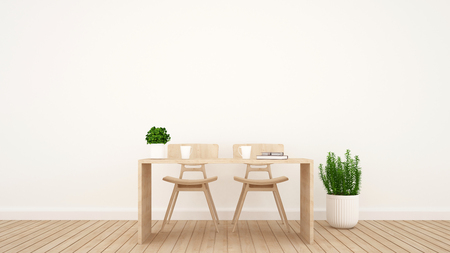 dining area or workspace in living room or coffee shop - 3D Renderingの写真素材