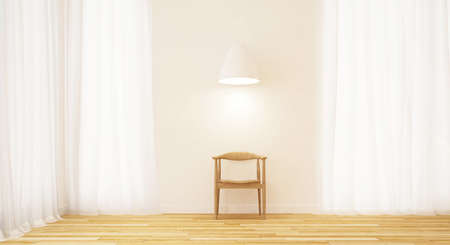 wooden chair in clean room minimal design - 3D Renderingの写真素材