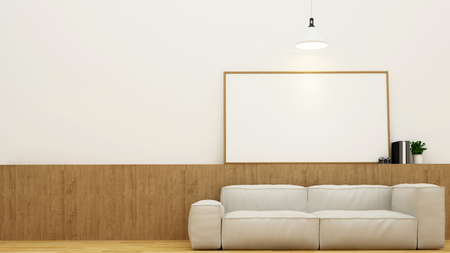 Living area or coffee shop and frame for artwork - 3D Renderingの写真素材