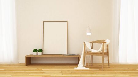 living room and Library area and frame for artwork - 3D Renderingの写真素材