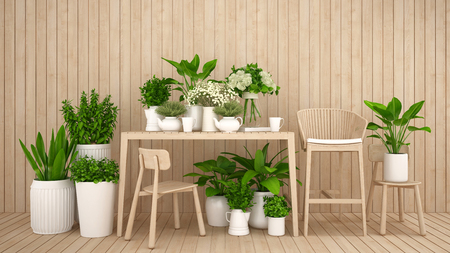 flower and plant indoor garden in cafe or flower shop - 3d Renderingの写真素材