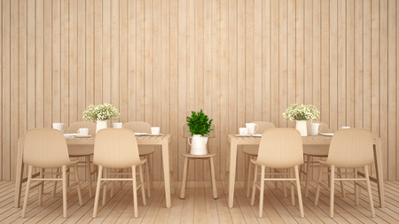restaurant or coffee shop on wood design - 3D Renderingの写真素材