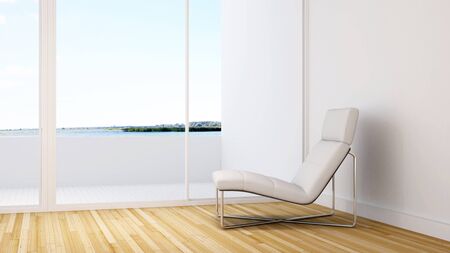 living room with balcony - 3D Renderingの写真素材