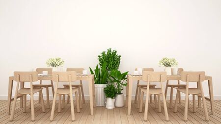 Dining area in restaurant or coffee shop clean design - 3D Renderingの写真素材