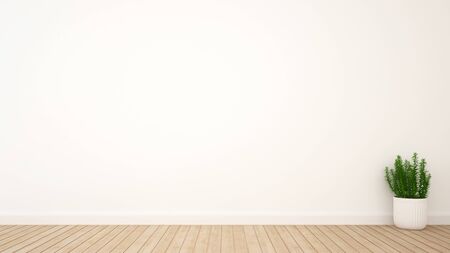 plant in room wooden floor and space for artwork - 3d renderingの写真素材