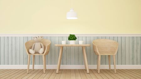 bear doll on cafe or kid room - 3D Renderingの写真素材
