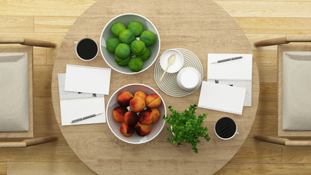 top view dining room or restaurant minimal design - 3D Renderingの写真素材