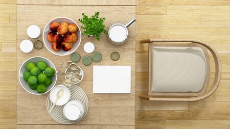 top view dining room or pantry minimal design - 3D Renderingの写真素材