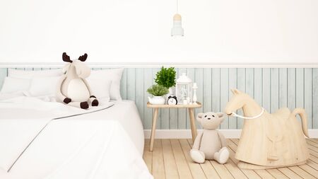 reindeer and bear doll in kid room or bedroom-3D Renderingの写真素材