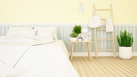 yellow blue bedroom or hotel - 3d Renderingの写真素材