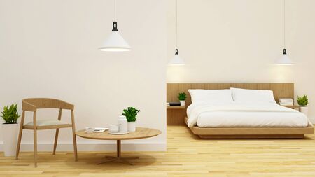 bedroom and living room clean design-3d renderingの写真素材