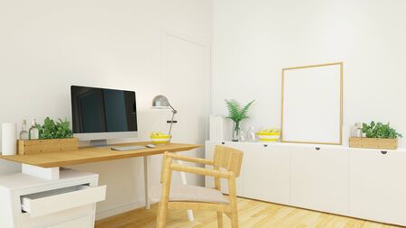 workplace in house or office - 3D Renderingの写真素材