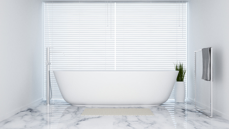 bathroom white tone in apartment  or hotel - 3D Renderingの写真素材