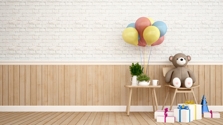 Bear with balloon and gift - 3D Renderingの写真素材