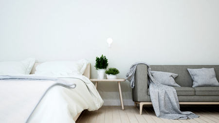 Bedroom and living area in home or apartment - 3d Renderingの写真素材