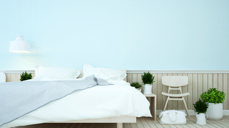 Bedroom blue tone in home or apartment - 3d Renderingの写真素材