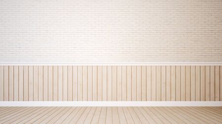 brick wall and wood floor for artwork - 3d renderingの写真素材
