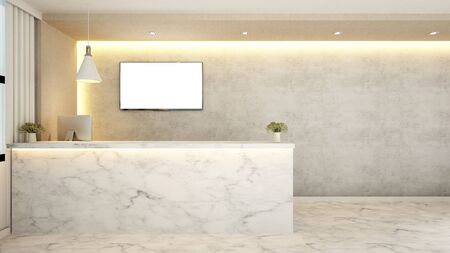 marble counter reception for hotel - 3d Renderingの写真素材